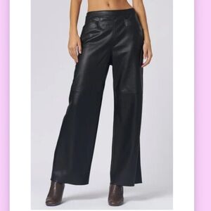 NWT $376  Sz M Raquel Allegra Black Faux Vegan Leather Lynn Pants
